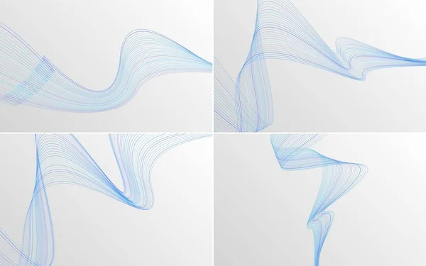 Ensemble Décors Abstraits Lignes Ondulation Pour Vos Dessins — Image vectorielle