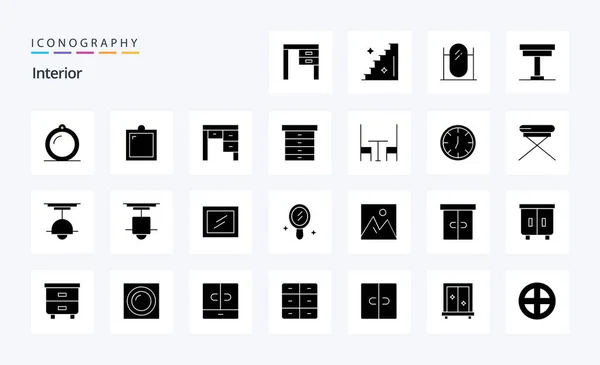 Interieur Solid Glyph Icoon Pack — Stockvector