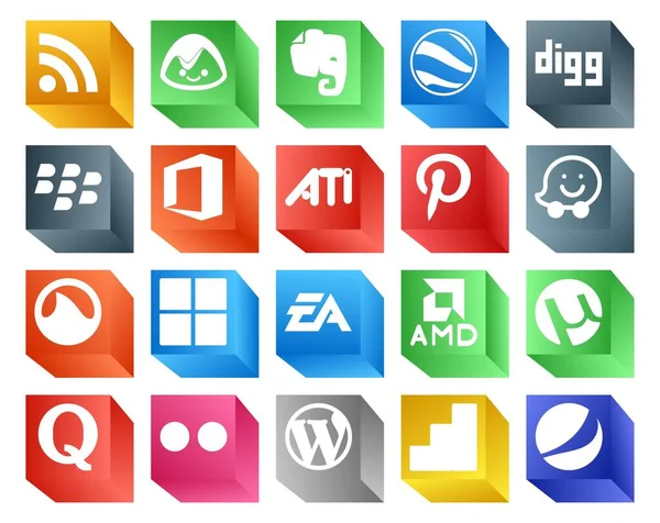 Social Media Icon Pack Including Quora Amd Pinterest Спорт Электронное — стоковый вектор