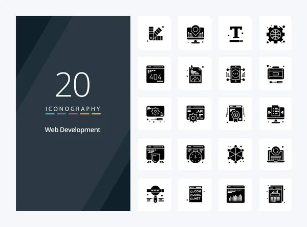 20用于演示的Web Development Solid Glyph图标 — 图库矢量图片
