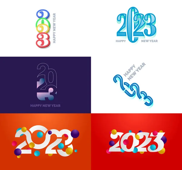 Big Set 2023 Felice Anno Nuovo Logo Testo Design 2023 — Vettoriale Stock