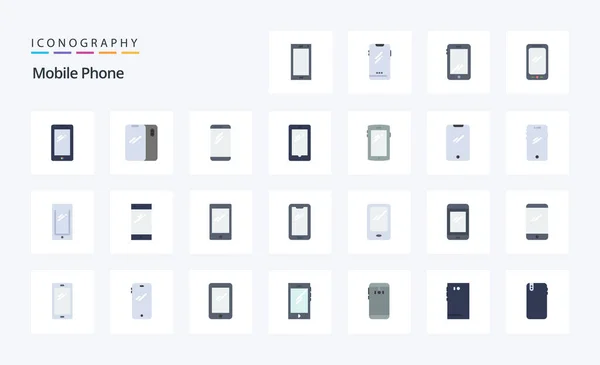 Mobile Phone Pack Icône Plat Couleur — Image vectorielle