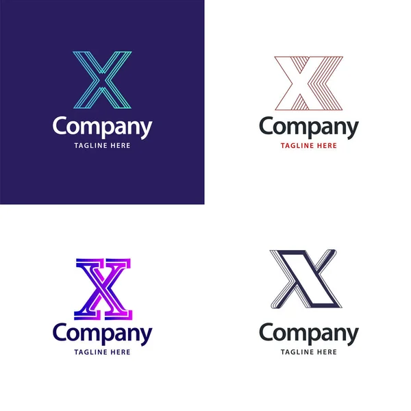 あなたのビジネスのための手紙Xの大きいロゴパックのデザイン創造的な現代のロゴのデザイン — ストックベクタ