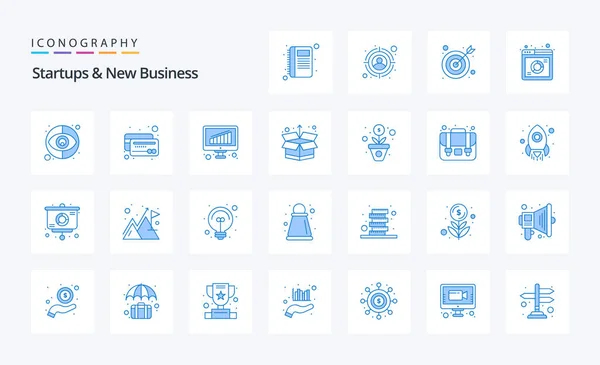 Startups Nuevo Paquete Iconos Business Blue — Archivo Imágenes Vectoriales