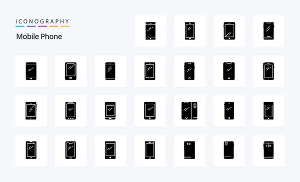 Pack Icônes Glyphe Solide Pour Téléphone Portable — Image vectorielle