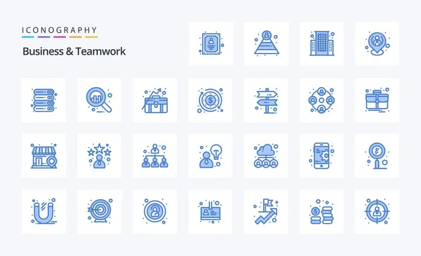 Business Teamwork Blue Icon Pack — Stock Vector