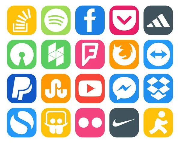 Social Media Icon Pack Including Video Stumbleupon Open Source Paypal — Stock Vector