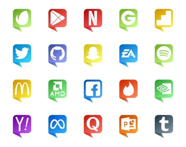 Social Media Speech Bubble Style Logo Als Tinder Github Mcdonalds — Stockvector