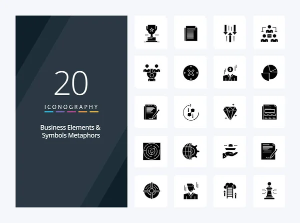 Business Elements Symbols Metaphors Solid Glyph Icon Presentation — Stock Vector
