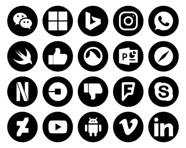 Social Media Icon Pack Including Foursquare Driver Grooveshark Car Netflix — Stock Vector