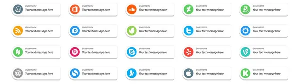 Redes Sociales Sigue Botón Texto Place Yelp Skype Disqus Mejor — Vector de stock