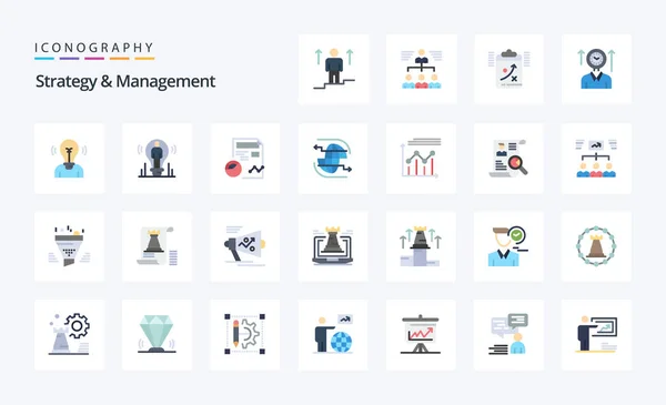 Strategy Management Flat Color Icon Pack — Stock Vector