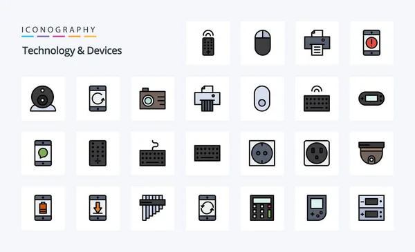 Devices Line Filled Style Icon Pack — Stock Vector