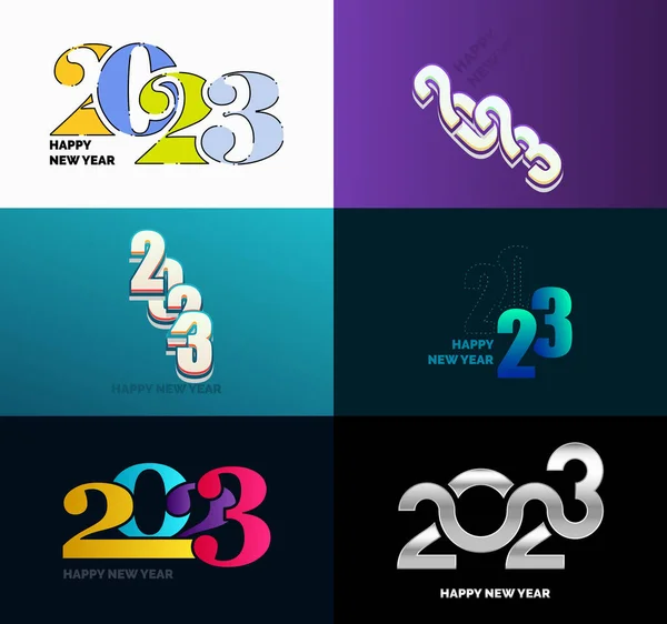 Big Collection 2023 Szczęśliwego Nowego Roku Symbole Pokrycie Dziennika Biznesowego — Wektor stockowy