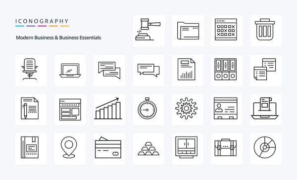 Paquete Iconos Línea Business Business Essentials — Archivo Imágenes Vectoriales