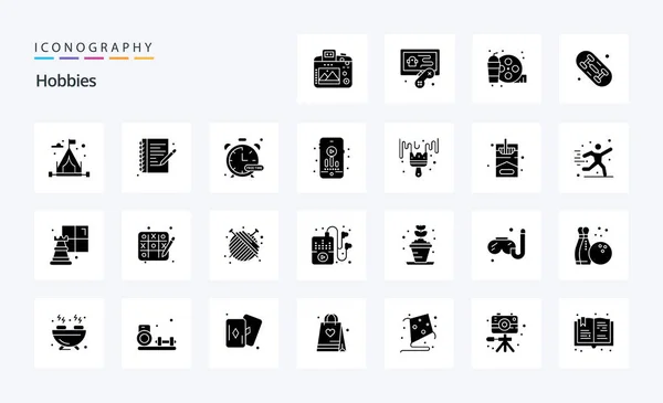 Hobbies Solid Glyph Icon Pack — Stock Vector