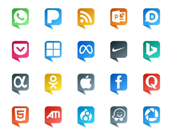 Social Media Discours Bubble Style Logo Comme Html Quora Facebook — Image vectorielle