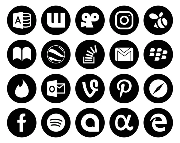 Social Media Icon Pack Including Vine Tinder Question Blackberry Email — Stock Vector