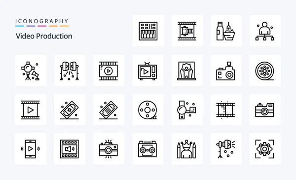 Video Production Line Icon Pack — Stock Vector