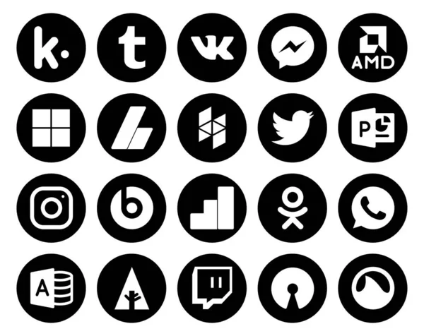 Social Media Icon Pack Inclusief Microsoft Toegang Een Odnoklassniki Tot — Stockvector