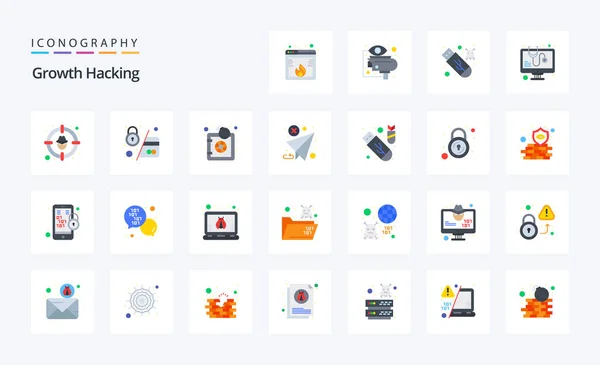 Hacking Flat Color Icon Pack — Stockvektor