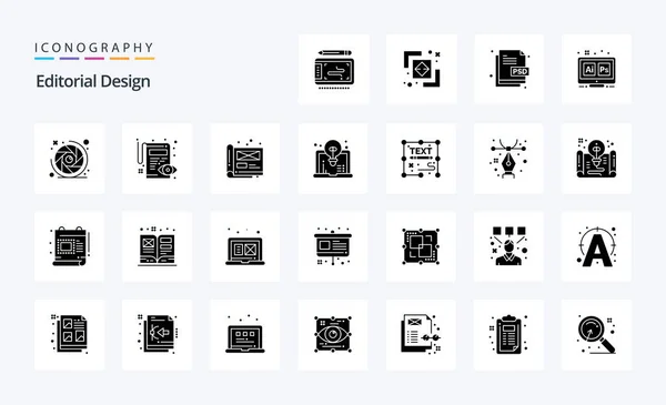 Editorial Design Solid Glyph Icon Pack — Stock Vector