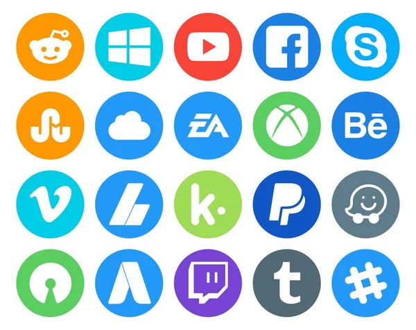 Social Media Icon Pack Inclusief Advertenties Een Video Ijskoud Een — Stockvector