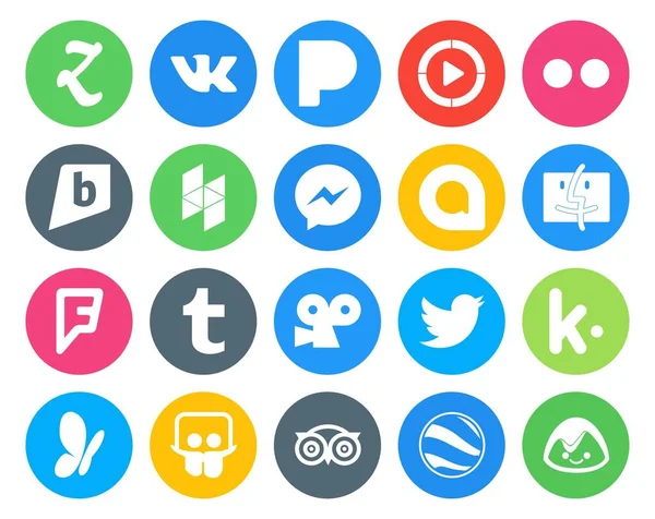 Social Media Icon Pack Inclusief Msn Een Tweet Een Boodschapper — Stockvector