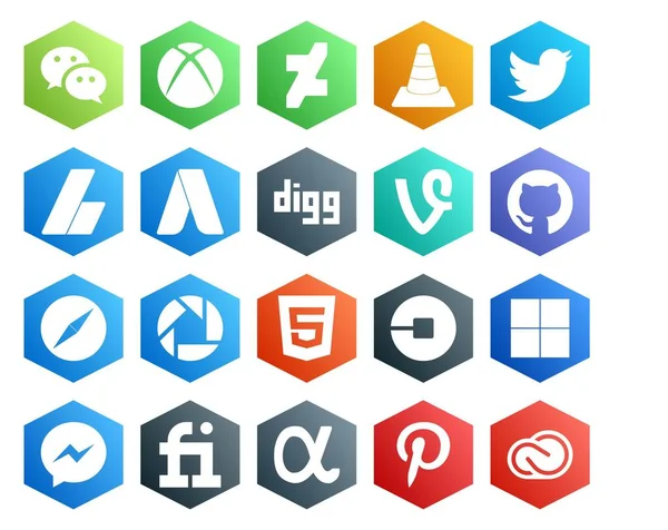 Social Media Icon Pack Tym Picasa Safari Tweetuj Żartowniś Digg — Wektor stockowy