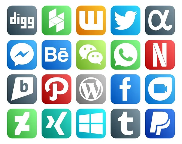 Social Media Icon Pack Including Google Duo Cms Wechat Wordpress — Stock Vector
