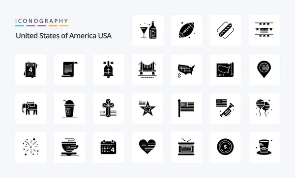 Usa Solid Glyph Icon Pack — Stock Vector