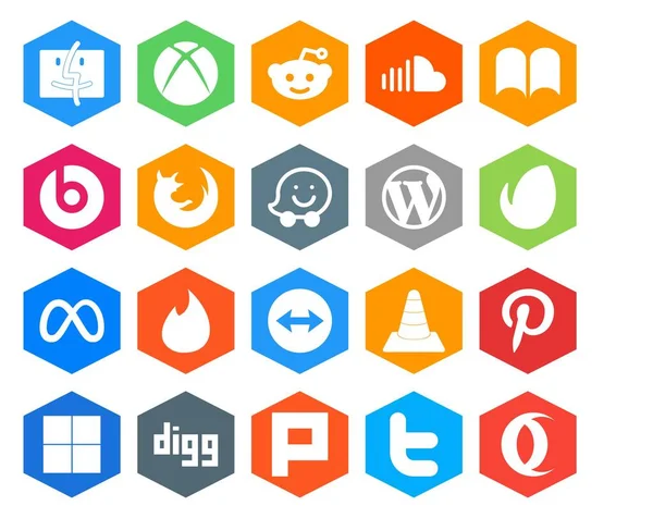 Social Media Icon Pack Including Teamviewer Facebook Firefox Meta Cms — Stock Vector