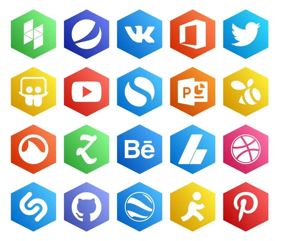 Social Media Icon Pack Including Dribbble Adsense Video Behance Grooveshark — Stock Vector