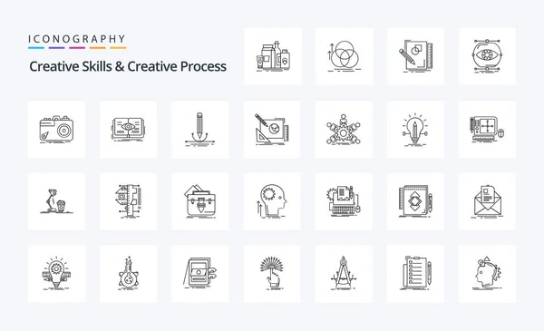 Наборов Иконок Creative Skills Creative Process Line — стоковый вектор