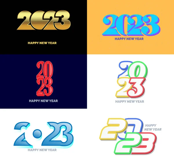 Big Set Van 2023 Happy New Year Logo Tekst Ontwerp Vectorbeelden