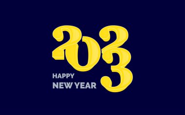 Mutlu yıllar 2023 Parlak Tipografi logosu tasarımı