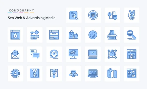 Seo Web Reklamy Media Blue Icon Pack — Wektor stockowy