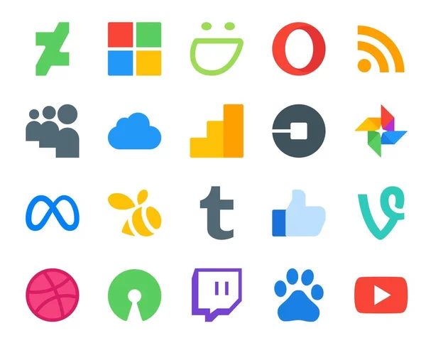 stock vector 20 Social Media Icon Pack Including vine. tumblr. uber. swarm. meta