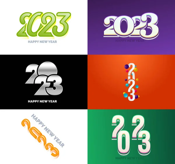 Big Set 2023 Felice Anno Nuovo Logo Testo Design 2023 — Vettoriale Stock