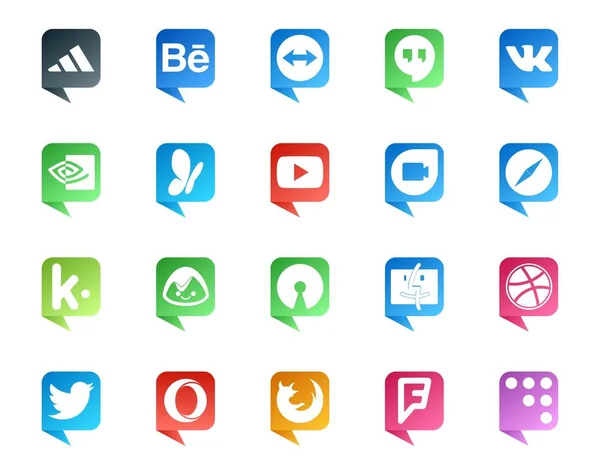 Social Media Speech Bubble Style Logo Als Twitter Vinder Een — Stockvector