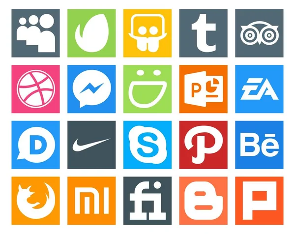 Social Media Icon Pack Including Path Skype Smugmug Nike Sports — Stock Vector