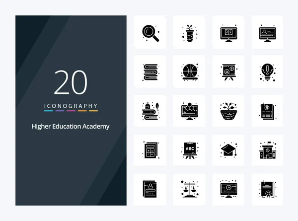 20个学院固体象形文字图标供展示 — 图库矢量图片