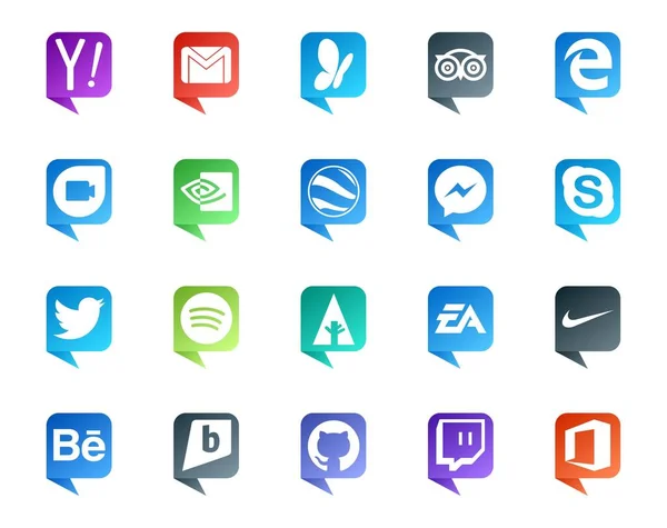 Social Media Speech Bubble Style Logo Wie Spotify Twitter Kante — Stockvektor
