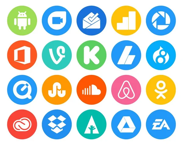 Paquete Iconos Redes Sociales Que Incluye Odnoklassniki Música Adsense Sonido — Vector de stock