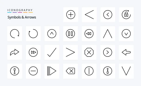 Symboles Flèches Icône Ligne Pack — Image vectorielle