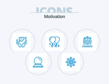 Motivation Blue Icon Pack 5 Icon Design. . watch. love. stopwatch. motivation