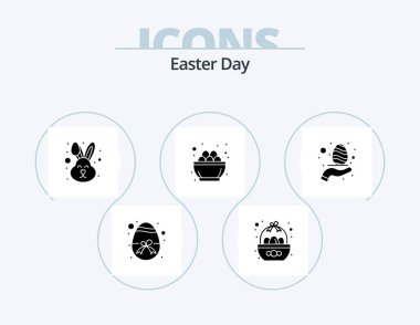 Easter Glyph Icon Pack 5 Icon Design. nest. easter. egg. celebration. face