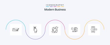 Modern Business Line 5 Icon Pack Including team. hands. recognition. collaboration. teamwork