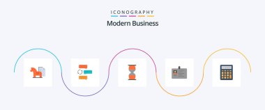 Modern Business Flat 5 Icon Pack Including timer. sandclock. conversation. clock. hourglass