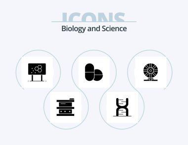 Biology Glyph Icon Pack 5 Icon Design. biochemistry. pills. dna. pencil. chemistry
